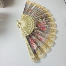 VINTAGE VICTORIAN HAND FAN Spain Sighned.