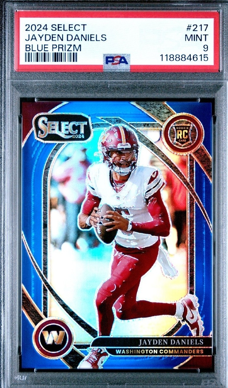 Panini 2024 Select Jayden Daniels Club Level RC Blue Prizm #217 47/99 PSA 9