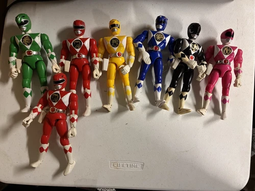 Vintage 1993 Bandai Power Rangers 8" Action Figure Lot Complete Set! (7)