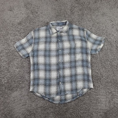 Corridor NYC Camp Shirt Mens XXL Relaxed Blue Woven Cotton Short Sleeve