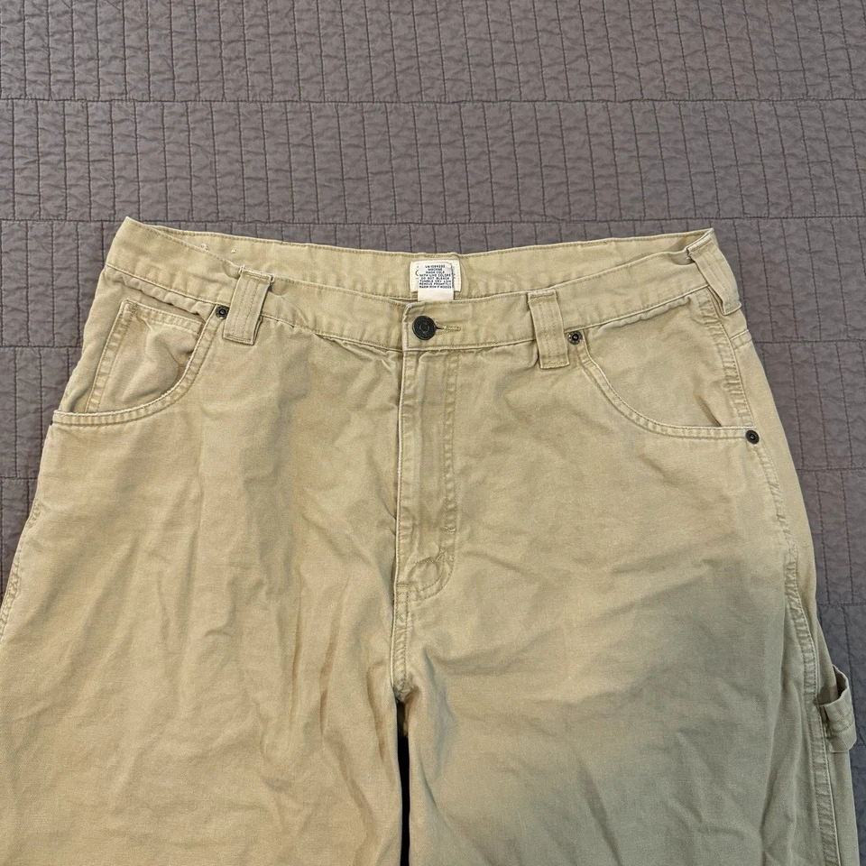 Y2K Cherokee Carpenter Pants Men's 36x32 (33x30) Tan Rugged Utility Workwear - Image 3 of 4