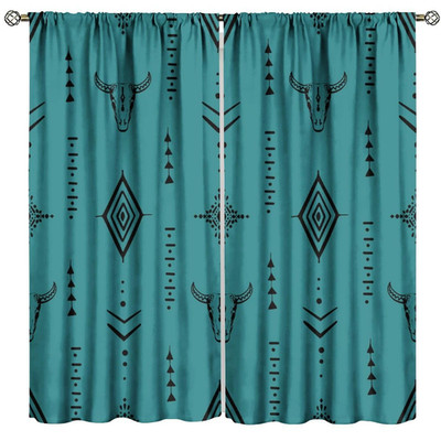 Nanacur Western Cow Skull Blackout Curtains Bull Skull Boho Aztec Native Trible