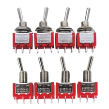 8Pcs 6 Pin 2 Position DPDT Mini Miniature Toggle Switch ON/ON Switch for Car Das