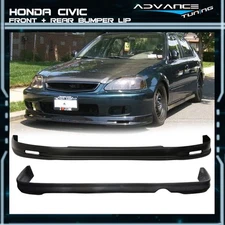 Fits 99-00 Honda Civic EK 2Dr 4Dr Mugen Style Front + Rear Bumper Lip Spoiler PP