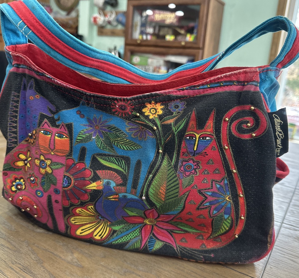 Laurel Burch Cats Dogs Bird Night Animal Tote Shoulder Bag Purse