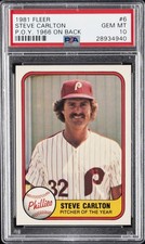 1981 FLEER P.O.Y. 1966 ON BACK #6 STEVE CARLTON PSA 10