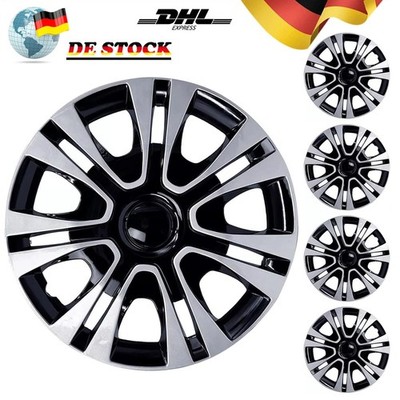 4x PREMIUM DESIGN Radkappen Radzierblenden Set 15 ZOLL in Silber Schwarz