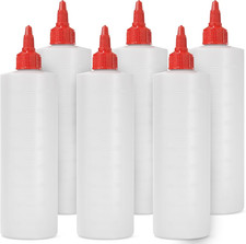 6-pack Plastic Squeeze Bottles for Sauces - 16oz Condiment Squeeze Bottles for L