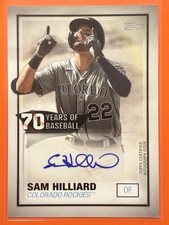 2021 Topps Sam Hilliard 70 Years of Baseball Auto #70YA-SH Colorado Rockies