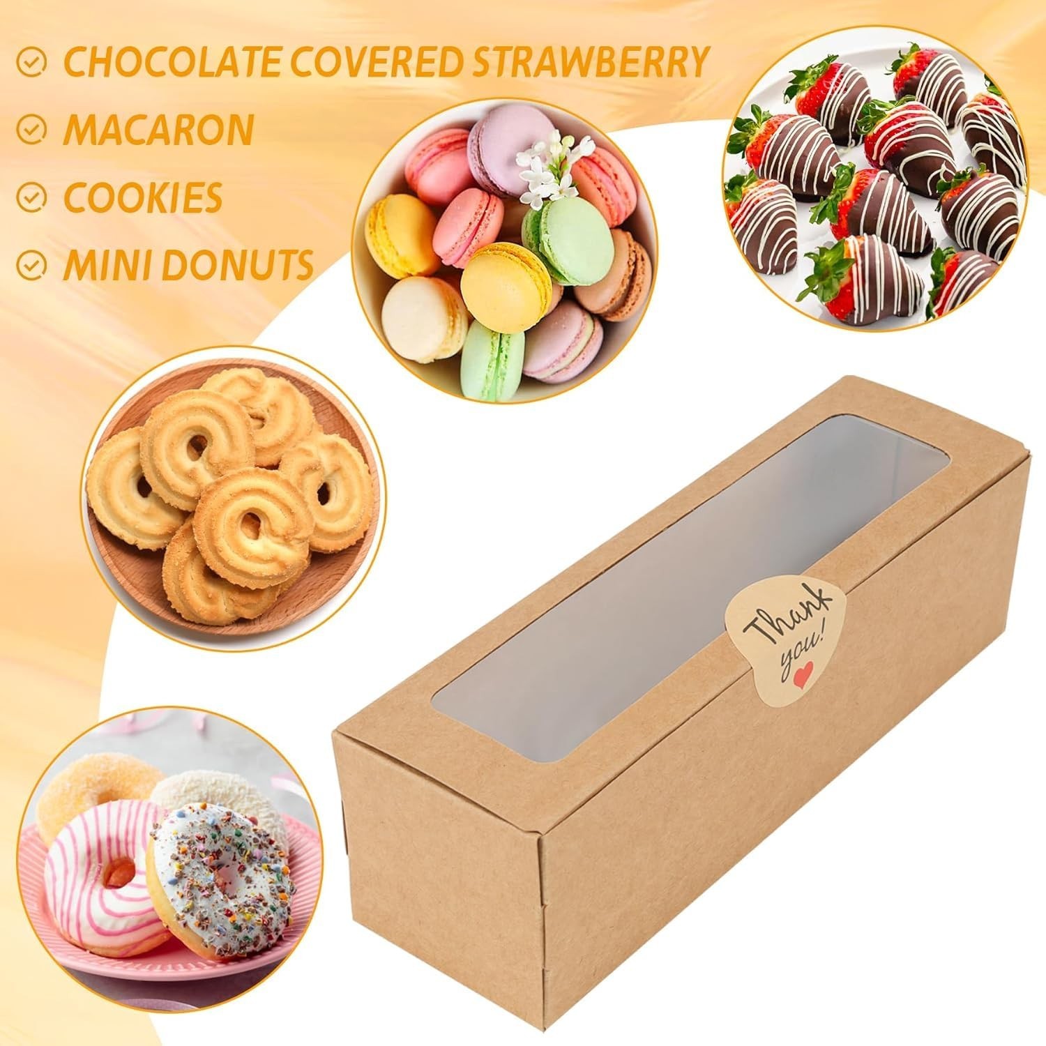 36 Pack Macaron Boxes for 5-7 Macarons Container Packaging Strawberry Candies...