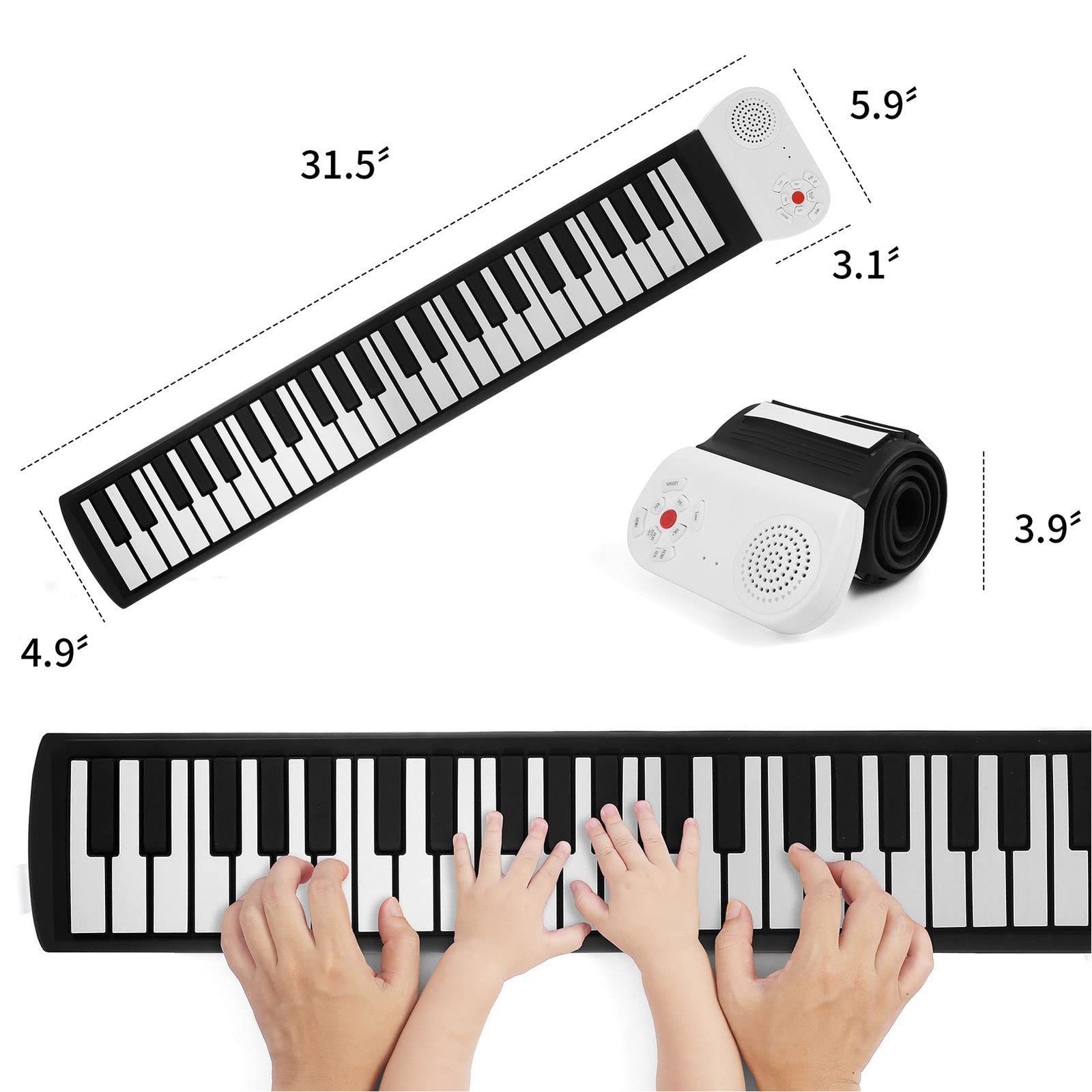 49 Tasti Mano Arrotolabile Pianoforte Ricarica USB Elettrico Pieghevole Tastiera per Bambini foto 3