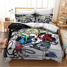 3D Graffiti Bedding Set Hip Hop Graphic Quilt Single Double Duvet Cover Set T1