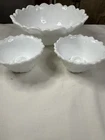 Indiana Glass Vintage Round Serving Bowl Set  Wild Rose Milk Glass