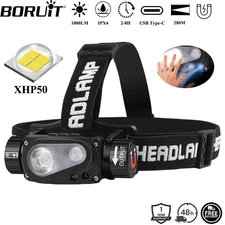 1000LM LED Motion Sensor Headlamp Type-C Rechargeable Power Bnak