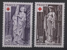 FRANCE 1976 : N°1910/1911  CROIX ROUGE - SCULPTURES ÉGLISE DE BROU