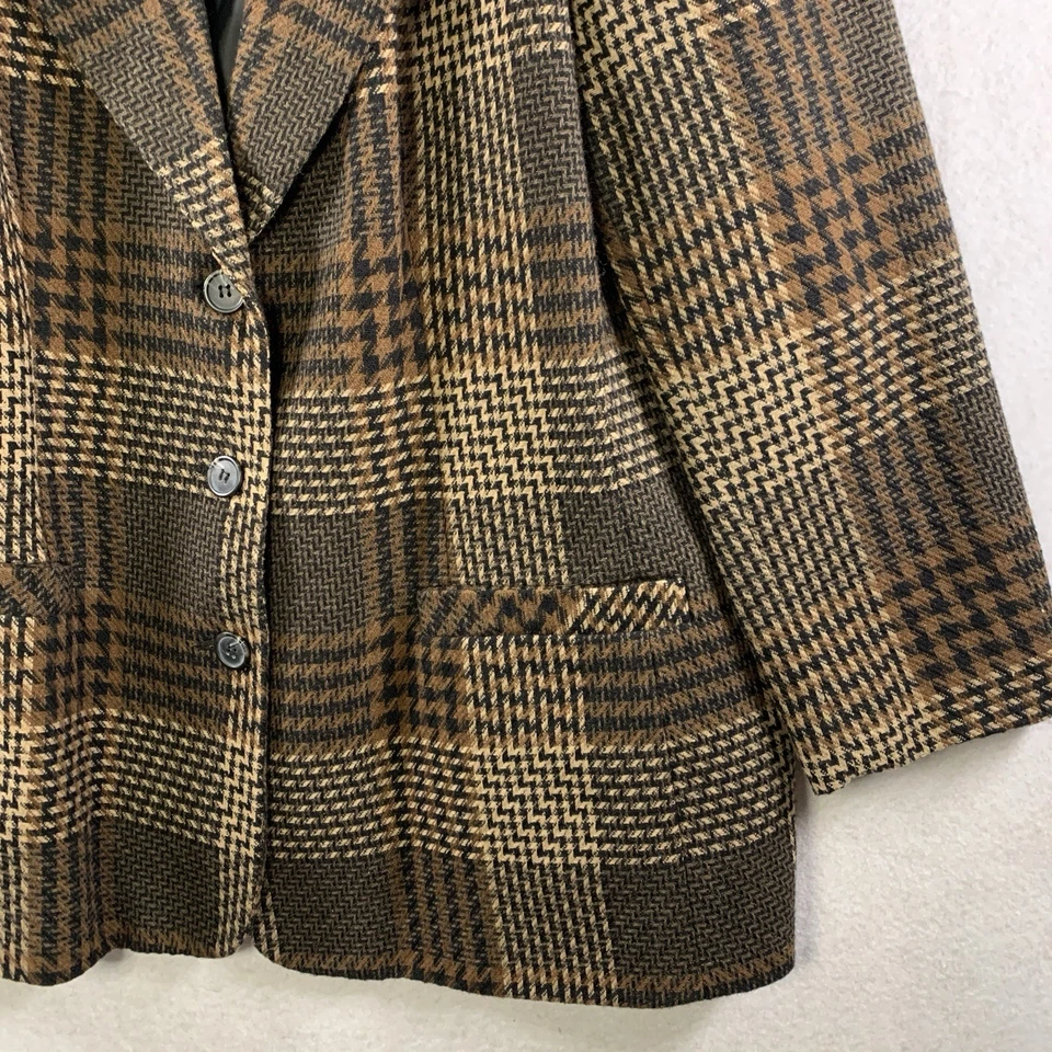 Blazer de Colección Años 90 Mujeres a Cuadros Talla 16W Inglés Campo Academia Preppy Ecuestre Foto 3 de 4