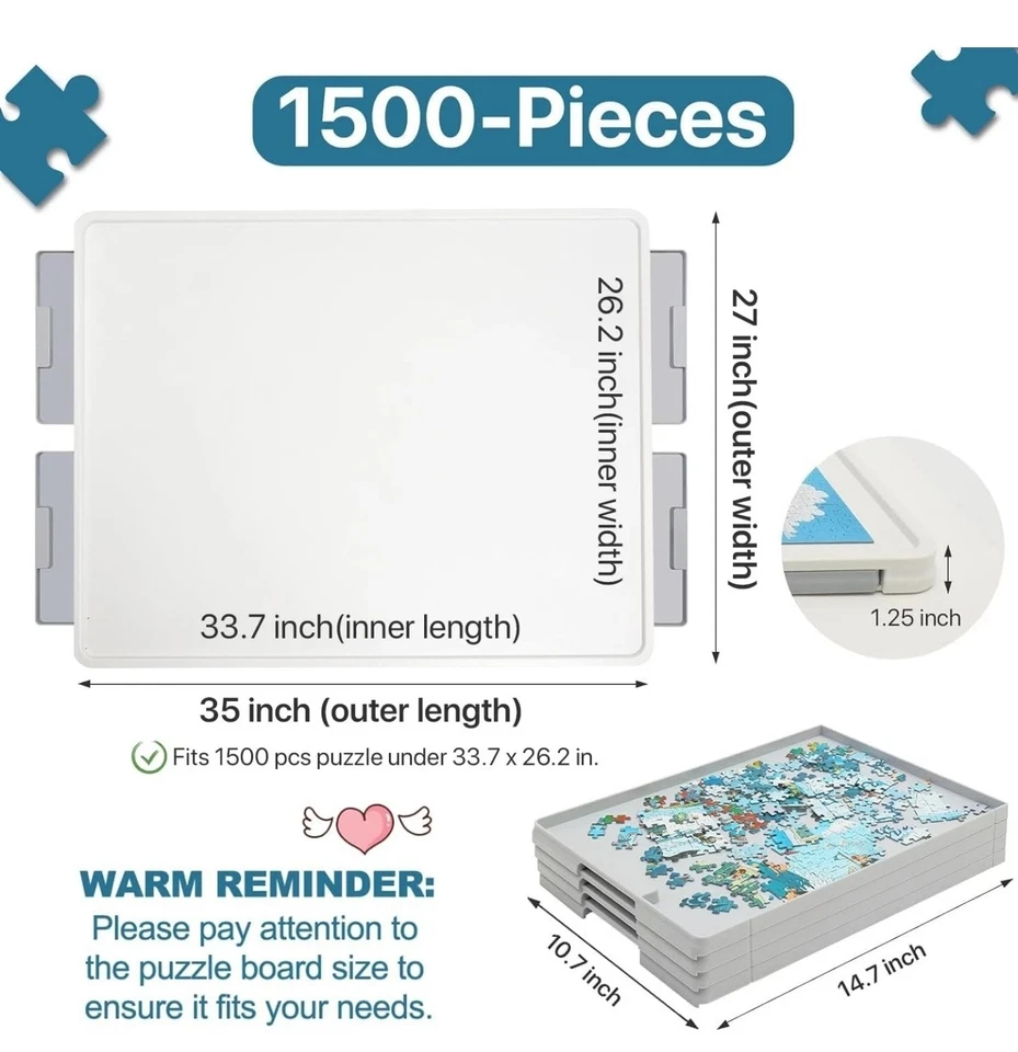 1500 件旋转塑料拼图板带抽屉和盖子,35 英寸 x 27 英寸门廊... — 第 4/4 张图片