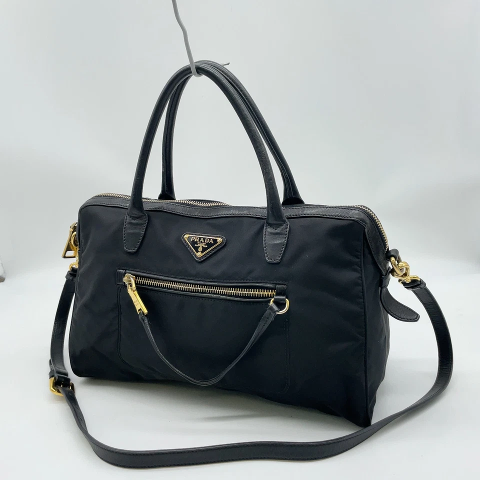 Auth PRADA Triangle Logo Nylon Black 2Way Shoulder Bag W/Dustbag NS120017 - Image 4 of 4