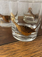 Couroc Vintage MCM Roadrunner Cocktail Whiskey Glasses Set of 4 Barware 1960’s