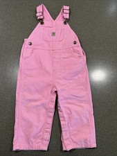 Carhartt Toddler Pink Coral Canvas Bib Overalls 18M Snap Leg Workwear Cute