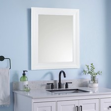 White Curved Rectangular Wall Mounted Framed Mirror 63x53cm Bathroom Home Decor