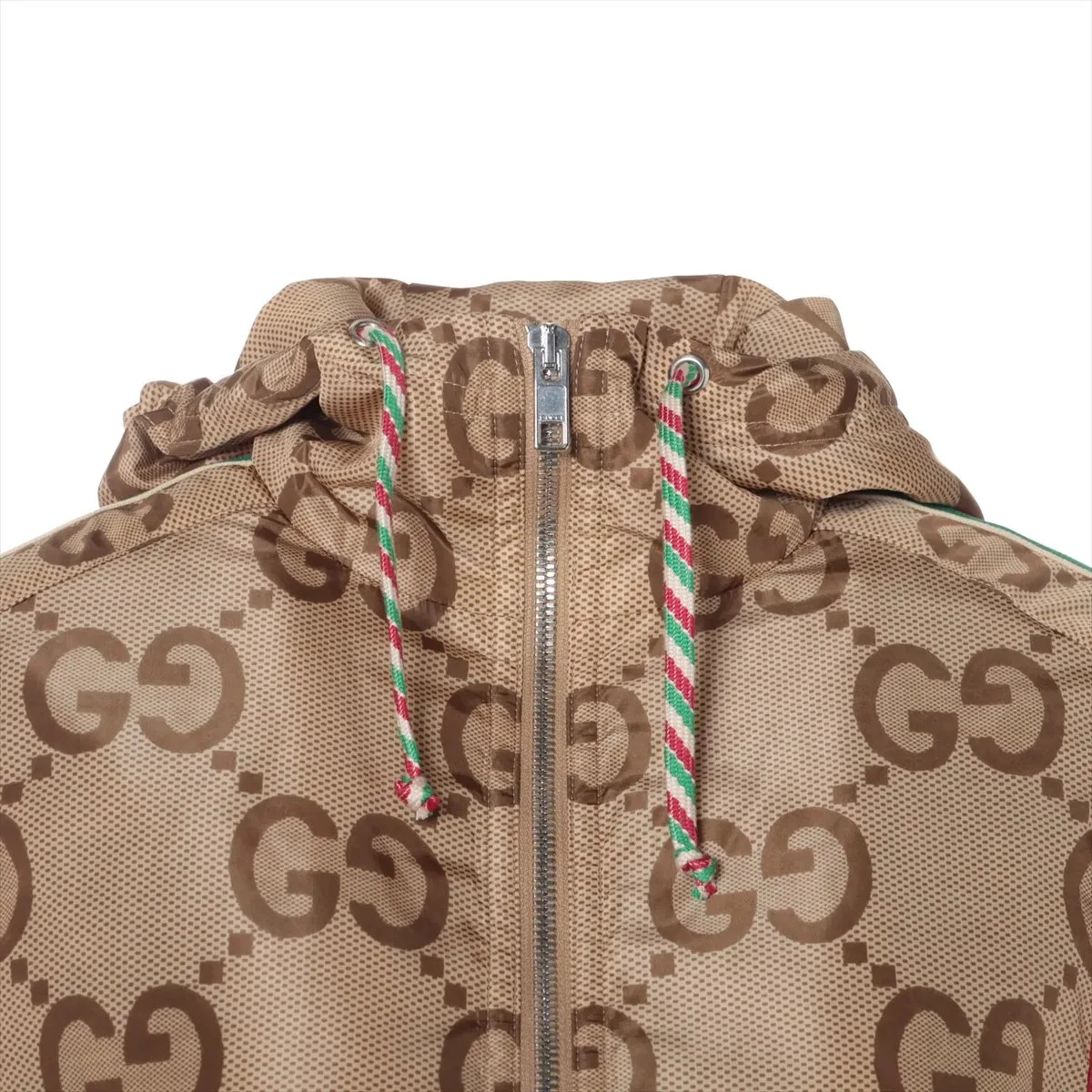 Gucci GG Giacca Nylon 36 Donna Beige 682977 Ricamo Tigre