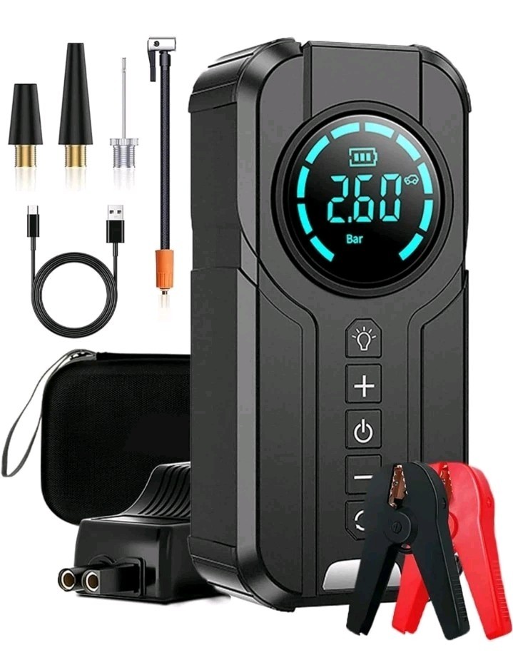 AVVIATORE DI EMERGENZA AUTO 15V JUMP STARTER BOOSTER 120W COMPRESSORE PORTATILE - Immagine 1