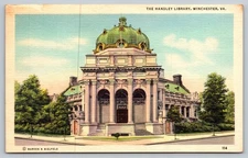 The Handley Library Winchester VA Vintage Linen Postcard by Marken & Bielfeld