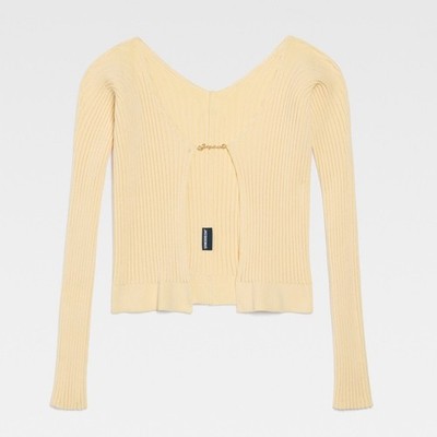 NWT JACQUEMUS light Yellow Le Chouchou 'Le maille Pralu Longue' Cardigan 40/L/8