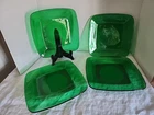4 Anchor Hocking Forest Green Charm Glass Square Lunch Salad Plates 8 1/4” Wide