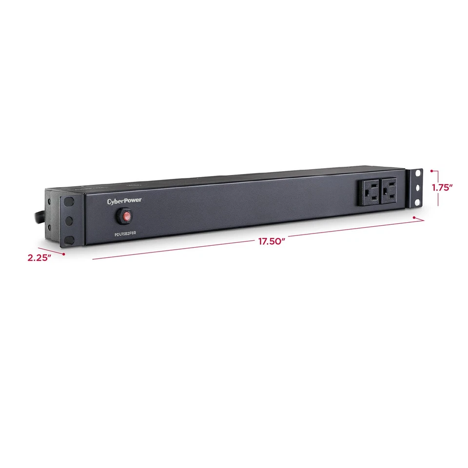 PDU15B2F8R Basic PDU, 100-125V, 15A (Derated to 12A), 10 Outlets, 1U Rackmount - Image 4 of 4