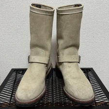 White suede engineer boots #1021