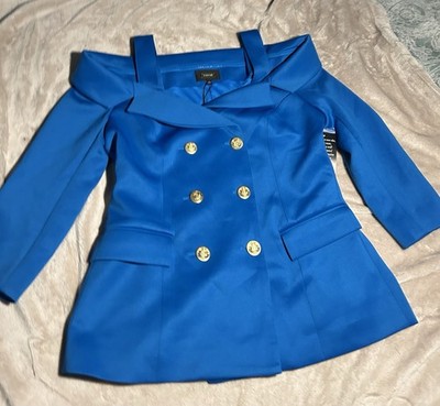 Alexia Admor Women's Blue  3/4 Sleeve Double Breasted Blazer Size 12 NWT