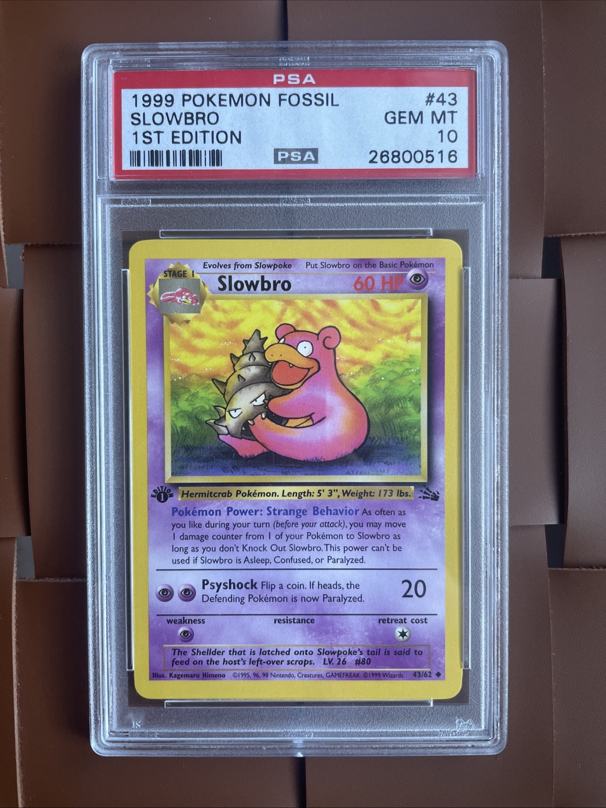 1999 Pokémon TCG Fossil Slowbro #43 1st Edition PSA 10