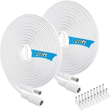 2 Pack 20FT DC Power Extension Cable 5.5Mm X 2.1Mm12V DC Extension Cord Power Ad