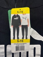 Puma Youth 1 PIECE Hoodie Black/Grey, S 7/8 NWT