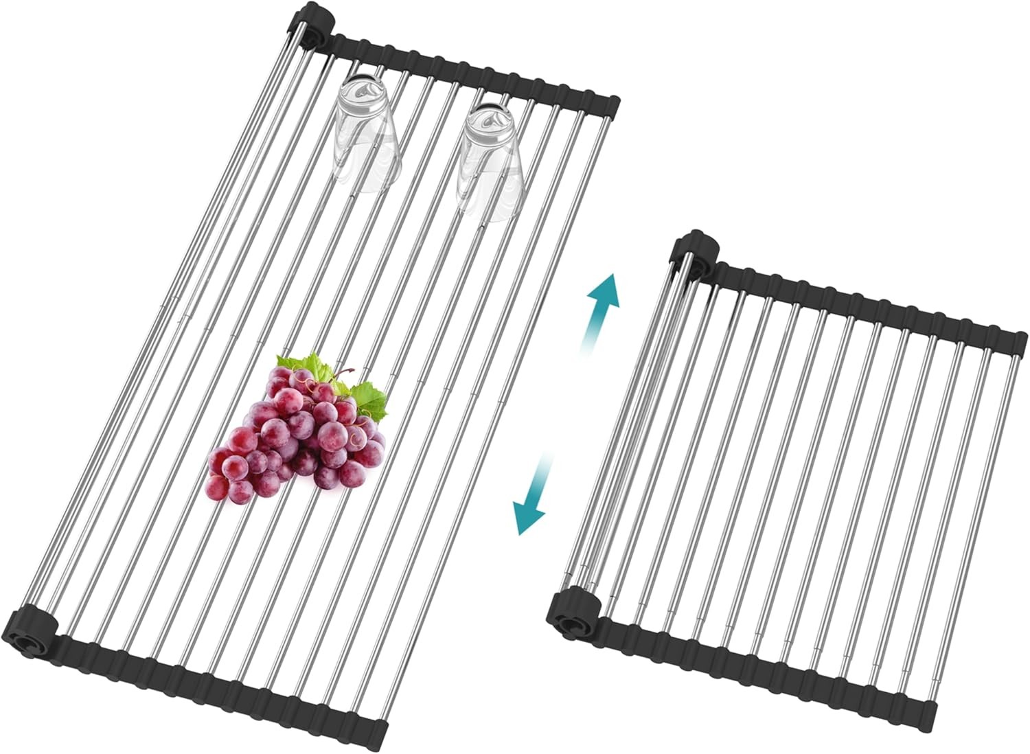  Extra Expandable Roll Up Dish Drying Rack,Over The Sink Drying Rack 