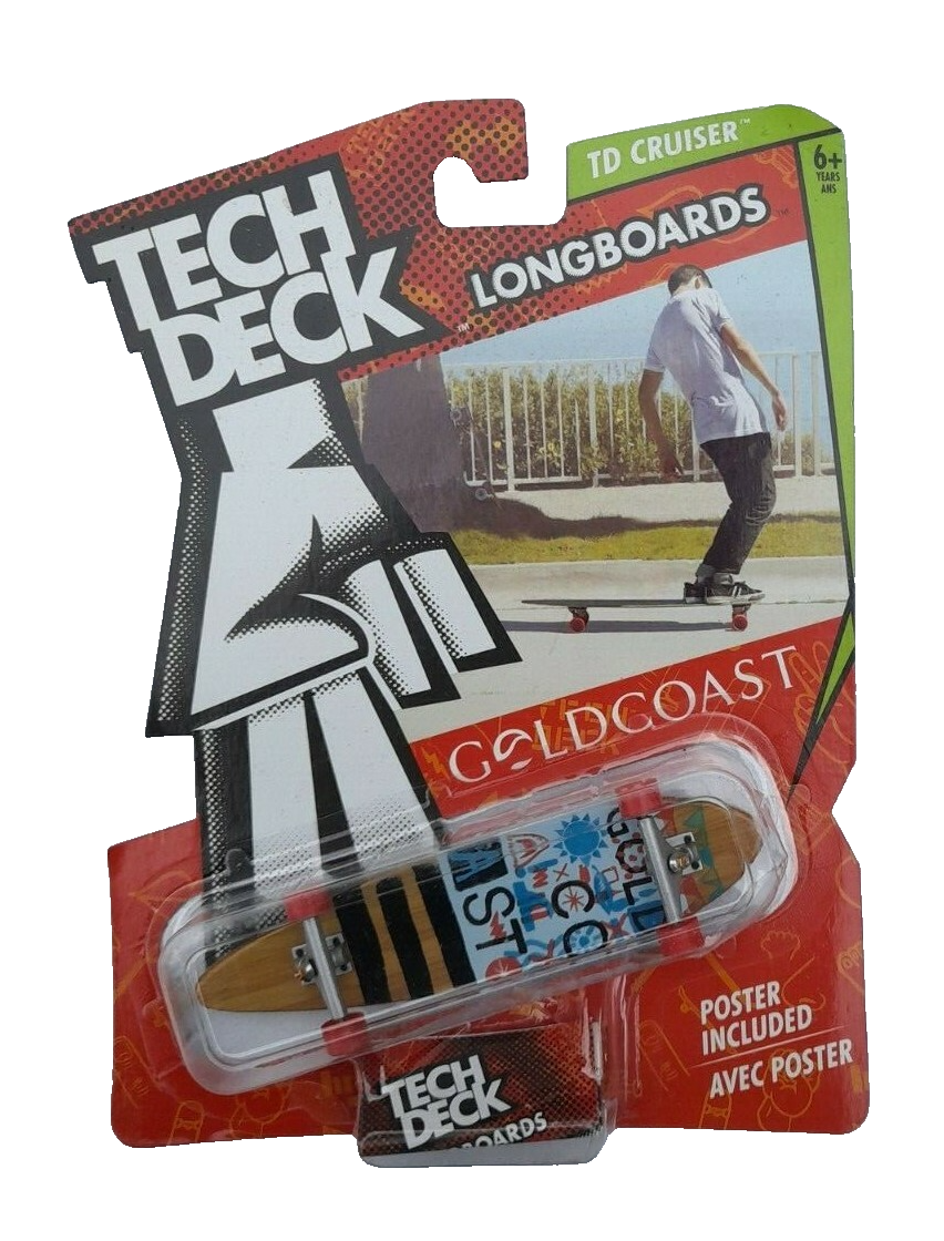 TECH DECK LONGBOARD > GOLDCOAST > RARE SKATEBOARD FINGERBOARD SPINMASTER NOS