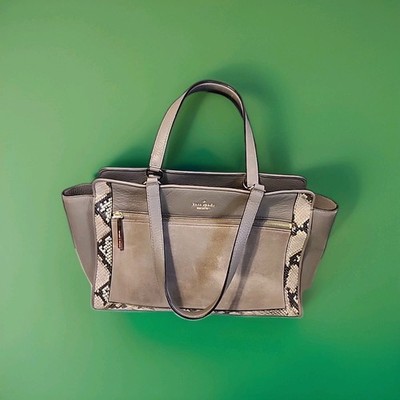 Kate Spade Chathan Lane Anton Shoulder Bag Gray Snake Print Soft Leather 