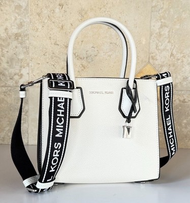 Michael Kors Mercer MD Satchel Shoulder Crossbody Bag Optic White