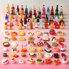 200Pc 1:12 Miniature Dollhouse Food Supermarket Mini Cakes Wine Drinks Accessory