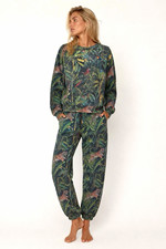 Aviator Nation Jungle Sweat Set Small XS Crew Sweatshirt Joggers Lounge Beachy