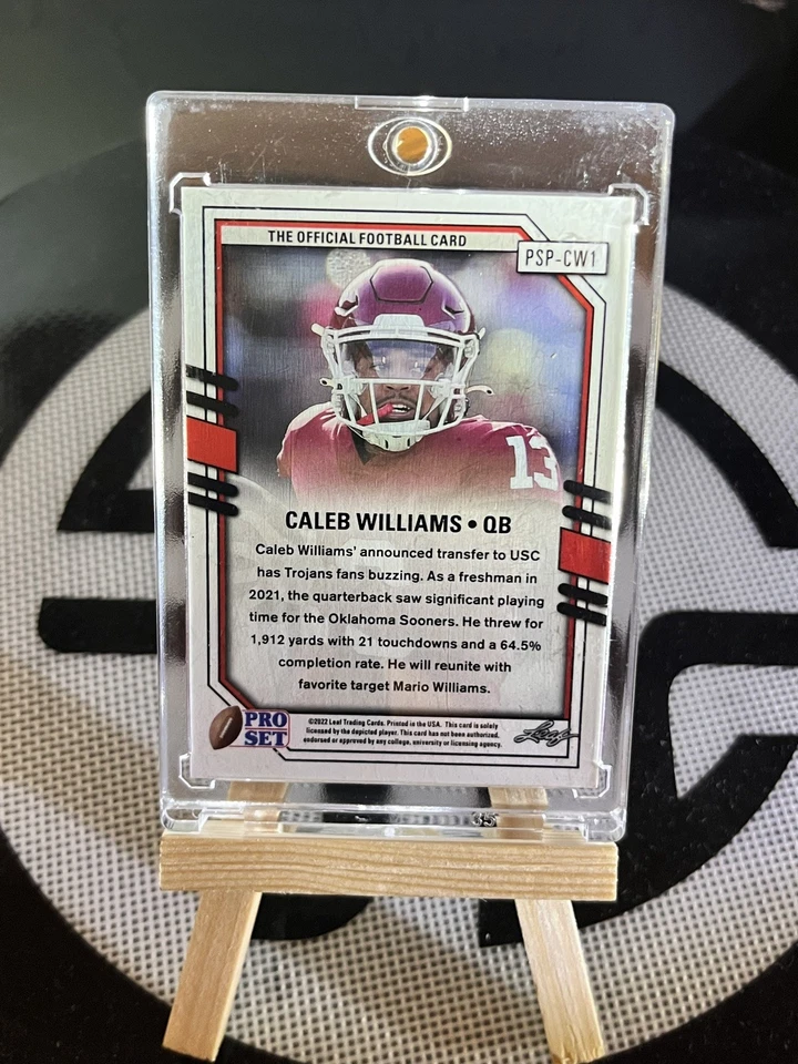 2022 Leaf Pro Set Portrait Pink Cracked Ice SP Caleb Williams #PSP-CW1 - Image 2 of 2