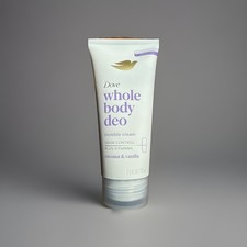 Dove Whole Body Deodorant Cream, Coconut  Vanilla Scent. Aluminum Free 2.5oz