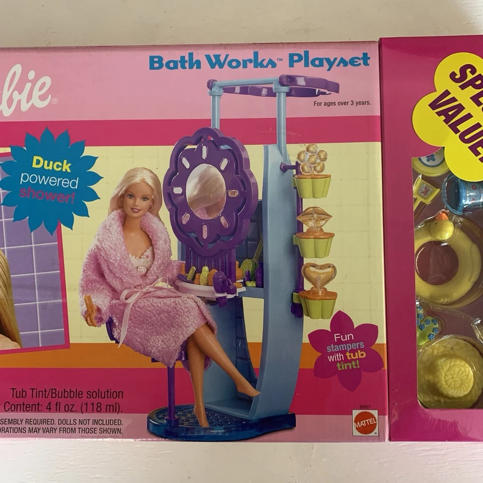 DE COLECCIÓN NUEVO 2002 BARBIE MATTEL EDICIÓN ESPECIAL BAÑO FUNCIONA JUEGO CON ACCESORIOS Foto 3 de 4