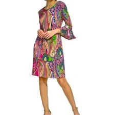 NWT Tommy Hilfiger Petite Paisley Stretch Shift dress with bell sleeves Size 6