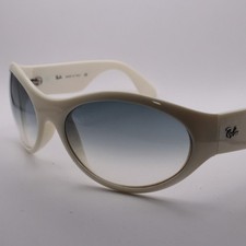 RB4064 Ray-Ban Used Oval Wrap Acetate Brown/Ivory Sunglasses, Unisex, EXC