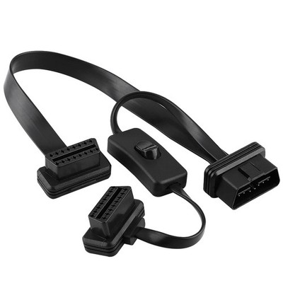 16 Pin Male To Dual Female OBD2 Splitter Flat Extension Cable Adapter With S SET