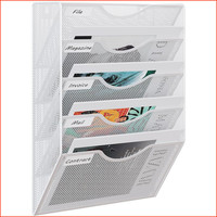 Zeitschriftenhalter Metall A4 5 FäCher Wandhalter Dokumentenablage Weiß