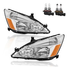 Headlights Assembly Replacement Compatible with 2003-2007 Chrome/Clear/Amber